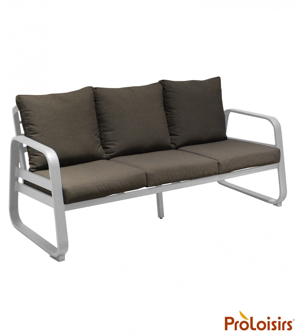 Canapé détente TONIO 3 places Coloris:Châssis Blanc / Assise coussin Chiné gris Eco-participation    :Prix de vente comprenant l