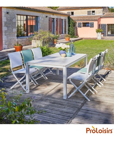 Table STONEO 180 plateau Kedra® Coloris:Châssis Blanc/Plateau Kedra® Dual white Eco-participation    :Prix de vente comprenant l