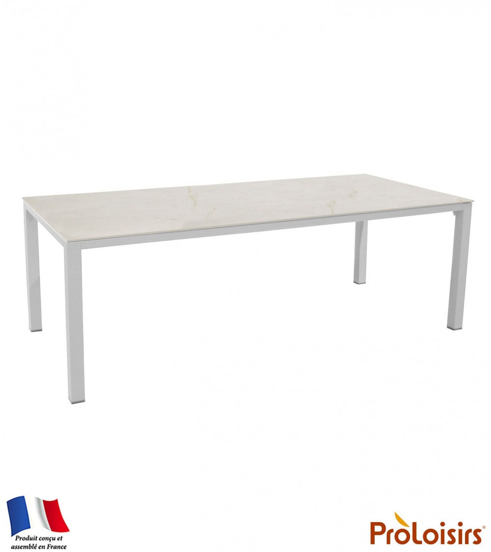 Table STONEO 220 plateau Kedra® Coloris:Châssis Blanc/Plateau Kedra® Dual white Eco-participation    :Prix de vente comprenant l