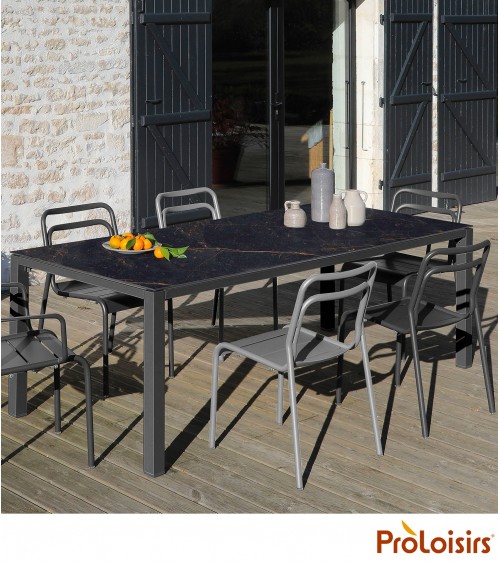 Table STONEO 220 plateau Kedra® Coloris:Châssis Graphite / Plateau Abyssal Eco-participation    :Prix de vente comprenant l' éco