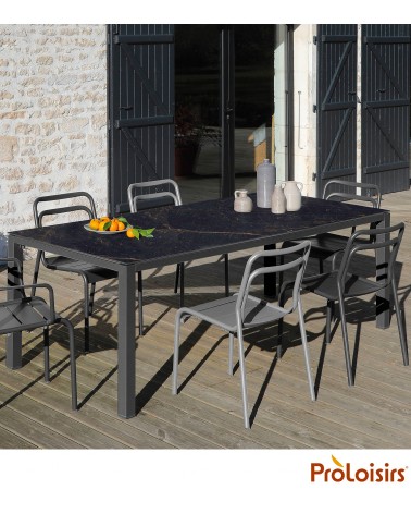 Table STONEO 220 plateau Kedra® Coloris:Châssis Graphite / Plateau Abyssal Eco-participation    :Prix de vente comprenant l' éco