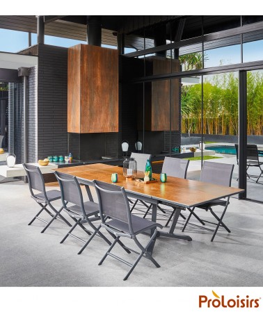 Table VITA 180/230/280 plateau Kedra® Coloris:Châssis Graphite/Plateau Kedra® Oxyde Eco-participation    :Prix de vente comprena
