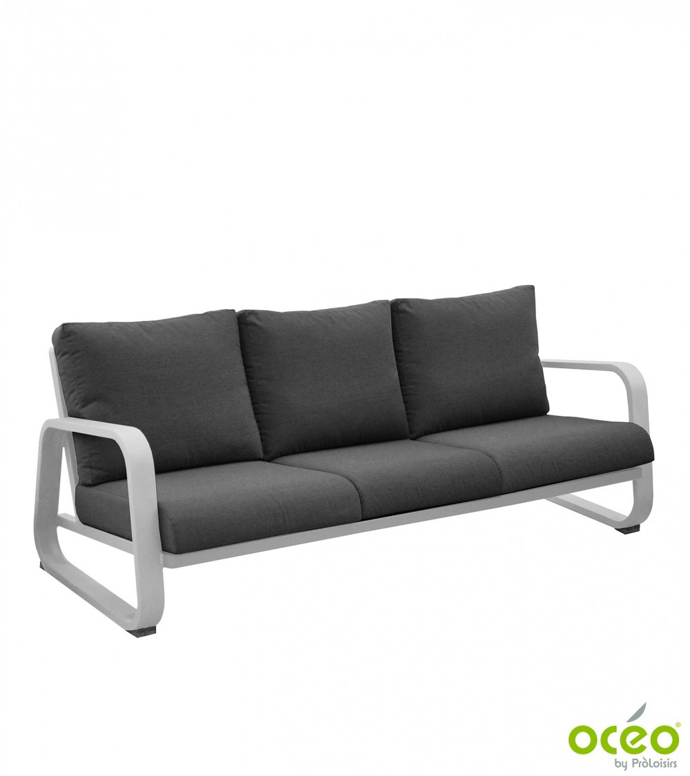 Canapé détente ANTONINO 3 places Coloris:Châssis Blanc / Assise coussin Gris Eco-participation    :Prix de vente comprenant l' é