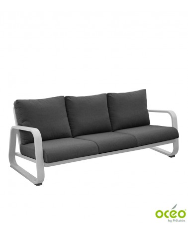 Canapé détente ANTONINO 3 places Coloris:Châssis Blanc / Assise coussin Gris Eco-participation    :Prix de vente comprenant l' é