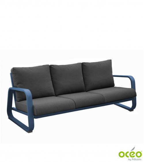 Canapé détente ANTONINO 3 places Coloris:Châssis Bleu / Assise coussin Gris Eco-participation    :Prix de vente comprenant l' éc