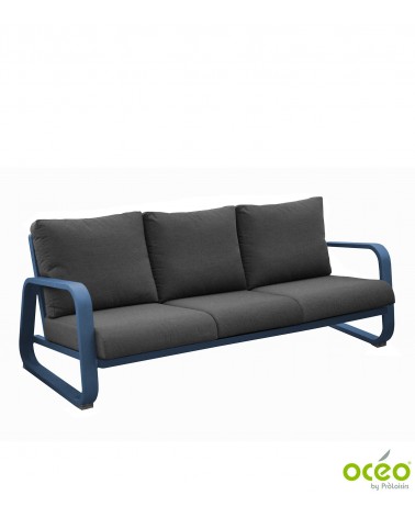 Canapé détente ANTONINO 3 places Coloris:Châssis Bleu / Assise coussin Gris Eco-participation    :Prix de vente comprenant l' éc