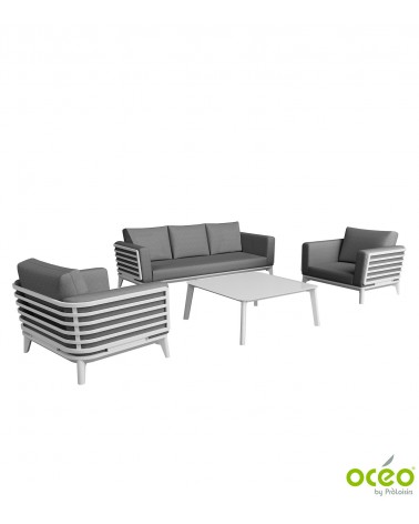 Ensemble détente MOSS II (Set complet) Coloris:Châssis Blanc/Coussins Graphite Eco-participation    :Prix de vente comprenant l'