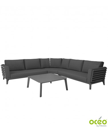 Salon d'angle MOSS II (Set complet) Coloris:Châssis Graphite/Coussins Graphite Eco-participation    :Prix de vente comprenant l'