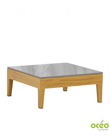 Table basse carrée WELCOME Coloris:Châssis Wood/Plateau Gris clair  Eco-participation    :Prix de vente comprenant l' éco-partic