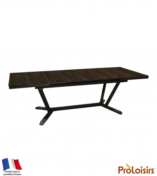 Table VITA 180/240 plateau lames Fundermax® Coloris:Châssis Graphite / Plateau Fundermax® Mocca Eco-participation    :Prix de ve