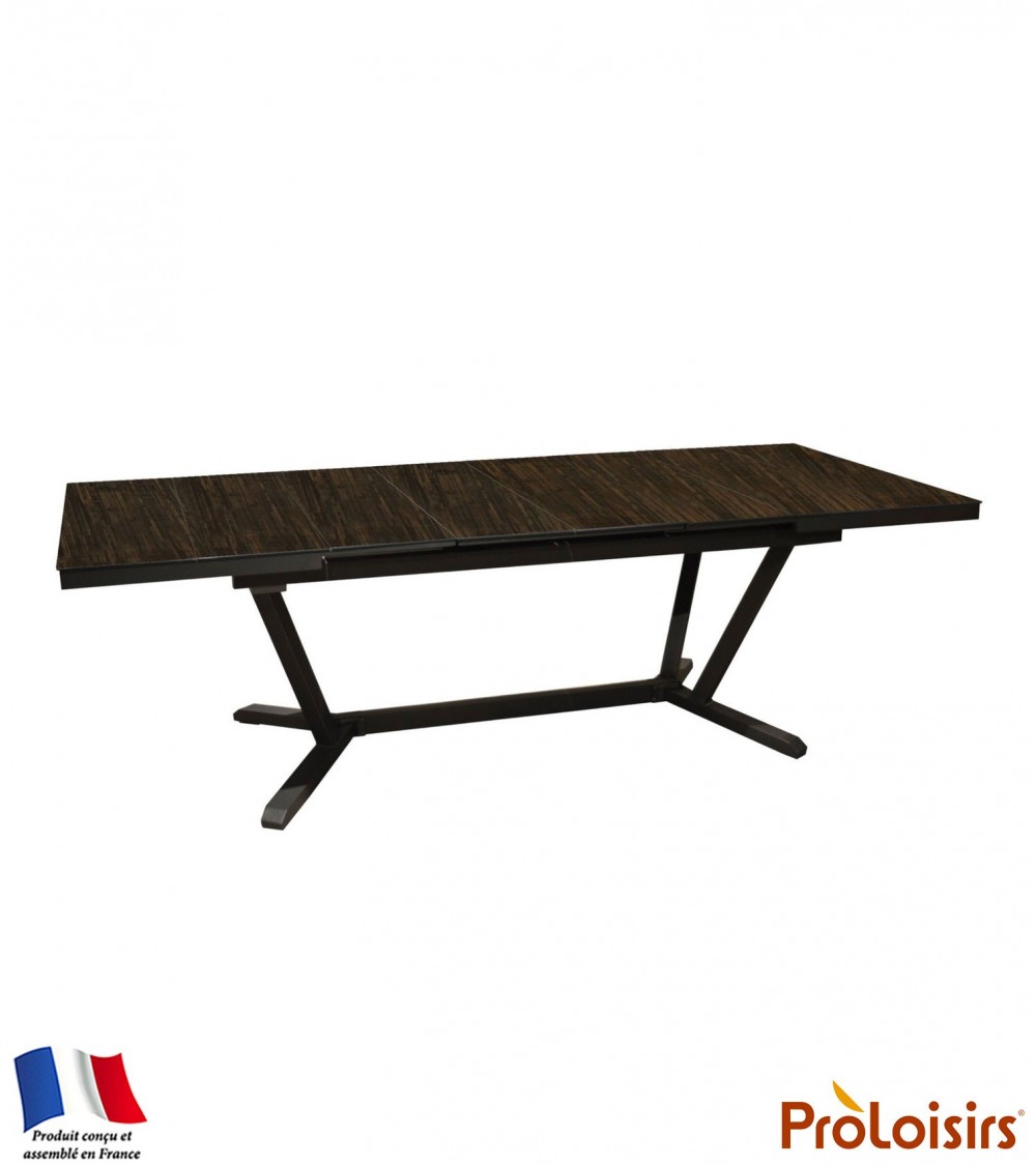 Table VITA 180/240 plateau lames Fundermax® Coloris:Châssis Graphite / Plateau Fundermax® Mocca Eco-participation    :Prix de ve