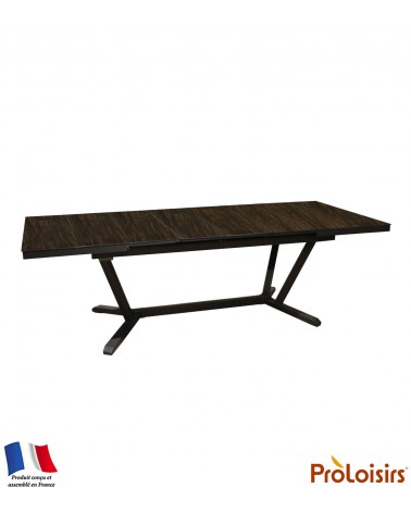 Table VITA 180/240 plateau lames Fundermax® Coloris:Châssis Graphite / Plateau Fundermax® Mocca Eco-participation    :Prix de ve