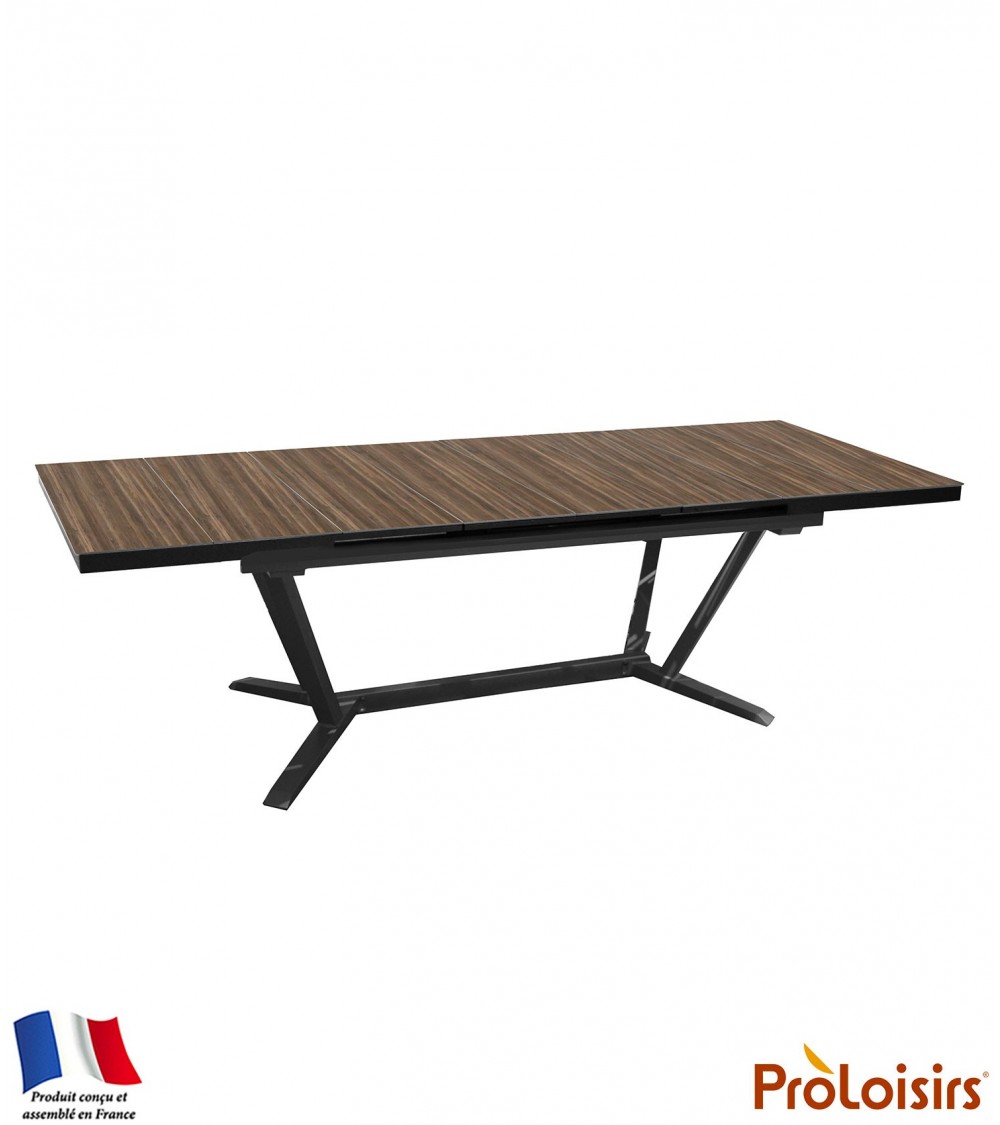Table VITA 180/240 plateau lames HPL Fundermax® Coloris:Châssis Graphite/Plateau Fundermax® Bambou Eco-participation    :Prix de