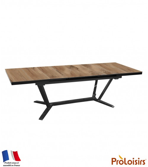 Table VITA 180/240 plateau lames HPL Fundermax® Coloris:Châssis Graphite/Plateau Fundermax® Chêne Eco-participation    :Prix de 