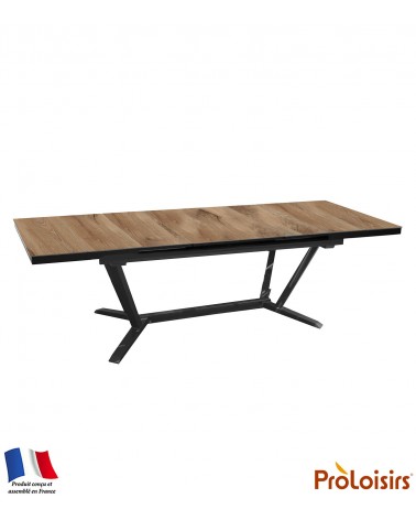 Table VITA 180/240 plateau lames HPL Fundermax® Coloris:Châssis Graphite/Plateau Fundermax® Chêne Eco-participation    :Prix de 