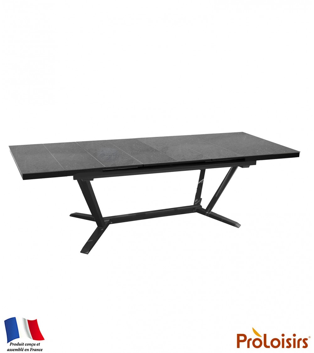 Table VITA 180/240 plateau lames HPL Fundermax® Coloris:Châssis Graphite/Plateau Fundermax® Ardoise Eco-participation    :Prix d