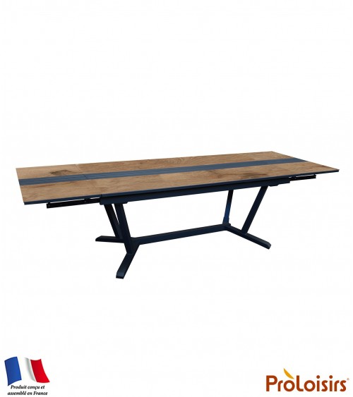Table GALLEO 150/200/250 plateau HPL Fundermax® Coloris:Châssis Graphite/Plateau Fundermax® Chêne Eco-participation    :Prix de 