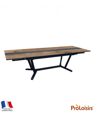 Table GALLEO 150/200/250 plateau HPL Fundermax® Coloris:Châssis Graphite/Plateau Fundermax® Chêne Eco-participation    :Prix de 