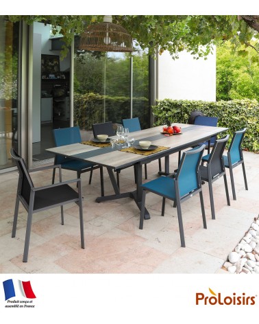 Table GALLEO 180/230/280 plateau HPL Fundermax® Coloris:Châssis Graphite/Plateau Fundermax® Chêne Eco-participation    :Prix de 