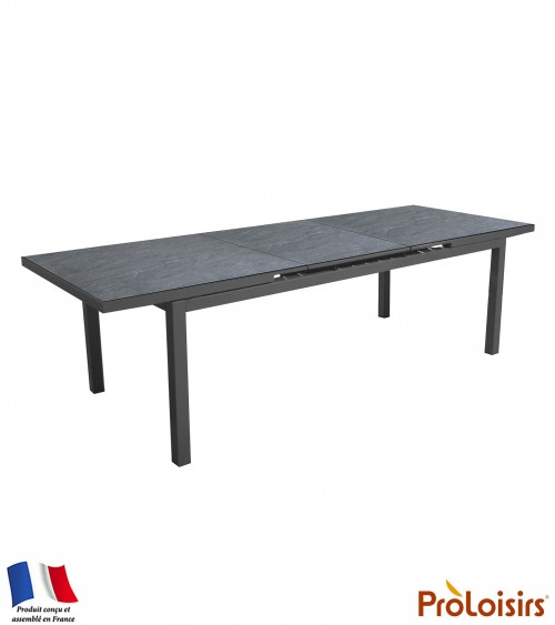 TABLE TERAMO 180/240 PLATEAU HPL FUNDERMAX® Coloris:Châssis Graphite/Plateau Fundermax® Ardoise Eco-participation    :Prix de ve