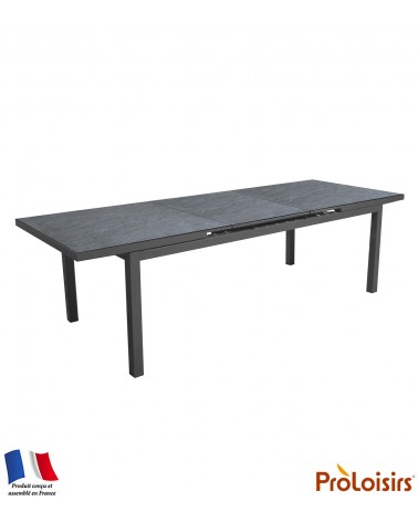 TABLE TERAMO 180/240 PLATEAU HPL FUNDERMAX® Coloris:Châssis Graphite/Plateau Fundermax® Ardoise Eco-participation    :Prix de ve