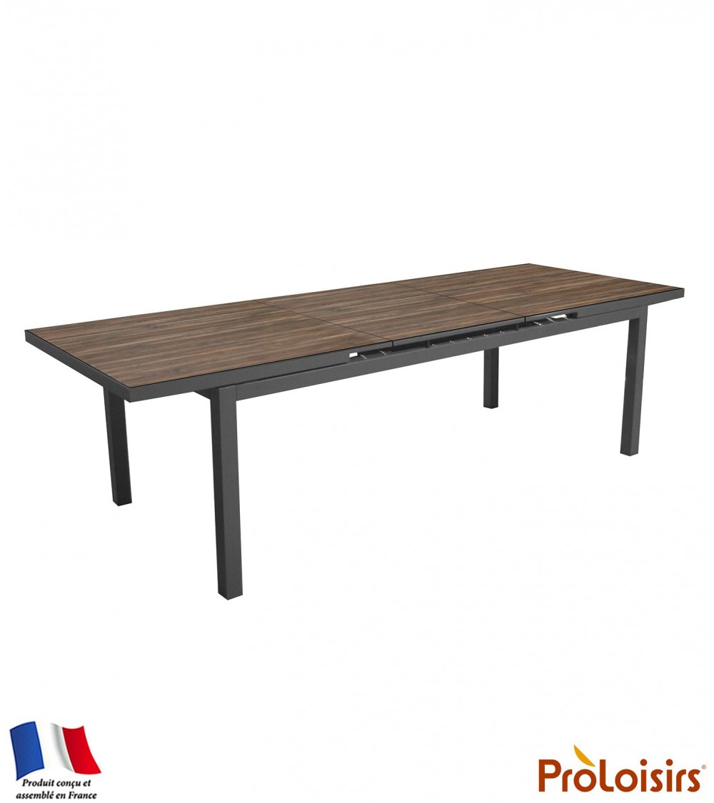 TABLE TERAMO 180/240 PLATEAU HPL FUNDERMAX® Coloris:Châssis Graphite/Plateau Fundermax® Bambou Eco-participation    :Prix de ven