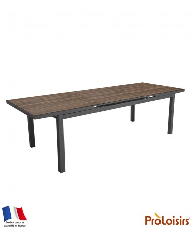 TABLE TERAMO 180/240 PLATEAU HPL FUNDERMAX® Coloris:Châssis Graphite/Plateau Fundermax® Bambou Eco-participation    :Prix de ven