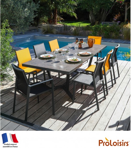 Table VITA 180/240 plateau lames HPL Fundermax® Coloris:Châssis Graphite/Plateau Fundermax® Bambou Eco-participation    :Prix de