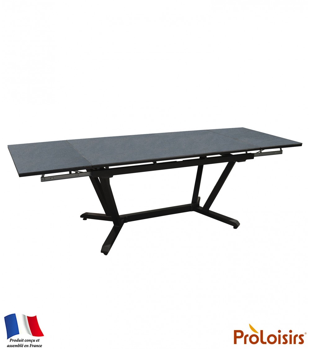 Table VITA 180/230/280 plateau HPL Fundermax® Coloris:Châssis Graphite/Plateau Fundermax® Ardoise Eco-participation    :Prix de 