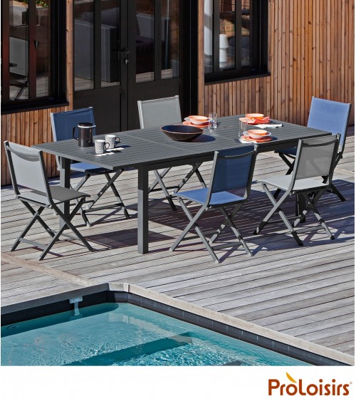 Table GENES 160/240 Coloris:Châssis Graphite / Plateau Graphite Eco-participation    :Prix de vente comprenant l' éco-participat