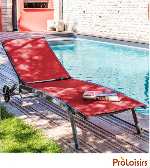 Lit de soleil CELIO Coloris:Châssis Grey / Assise Rouge Eco-participation    :Prix de vente comprenant l' éco-participation de 0