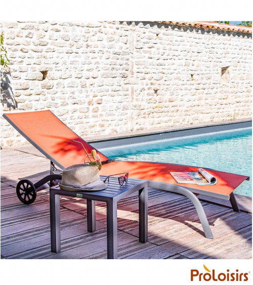 Lit de soleil CELIO Coloris:Châssis Grey / Assise Paprika Eco-participation    :Prix de vente comprenant l' éco-participation de