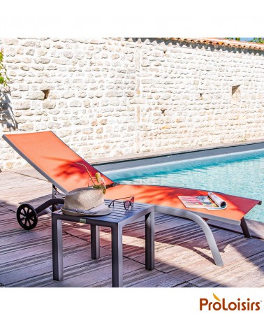 Lit de soleil CELIO Coloris:Châssis Grey / Assise Paprika Eco-participation    :Prix de vente comprenant l' éco-participation de