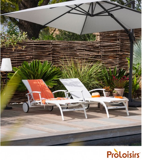 Bain de soleil ELEGANCE avec accoudoirs Coloris:Châssis Blanc/Assise Blanc Eco-participation    :Prix de vente comprenant l' éco