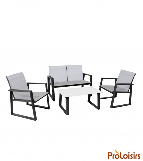 Ensemble détente ALICE Coloris:Châssis Graphite / Assise Chiné Blanc Eco-participation    :Prix de vente comprenant l' éco-parti