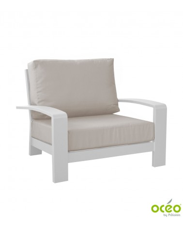 Fauteuil CORDOUAN Coloris:Châssis Blanc / Coussin Birch Eco-participation    :Prix de vente comprenant l' éco-participation de 6
