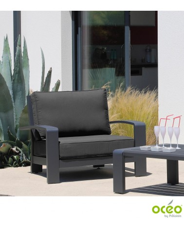 Fauteuil CORDOUAN Coloris:Châssis Graphite / Coussin Gris Eco-participation    :Prix de vente comprenant l' éco-participation de