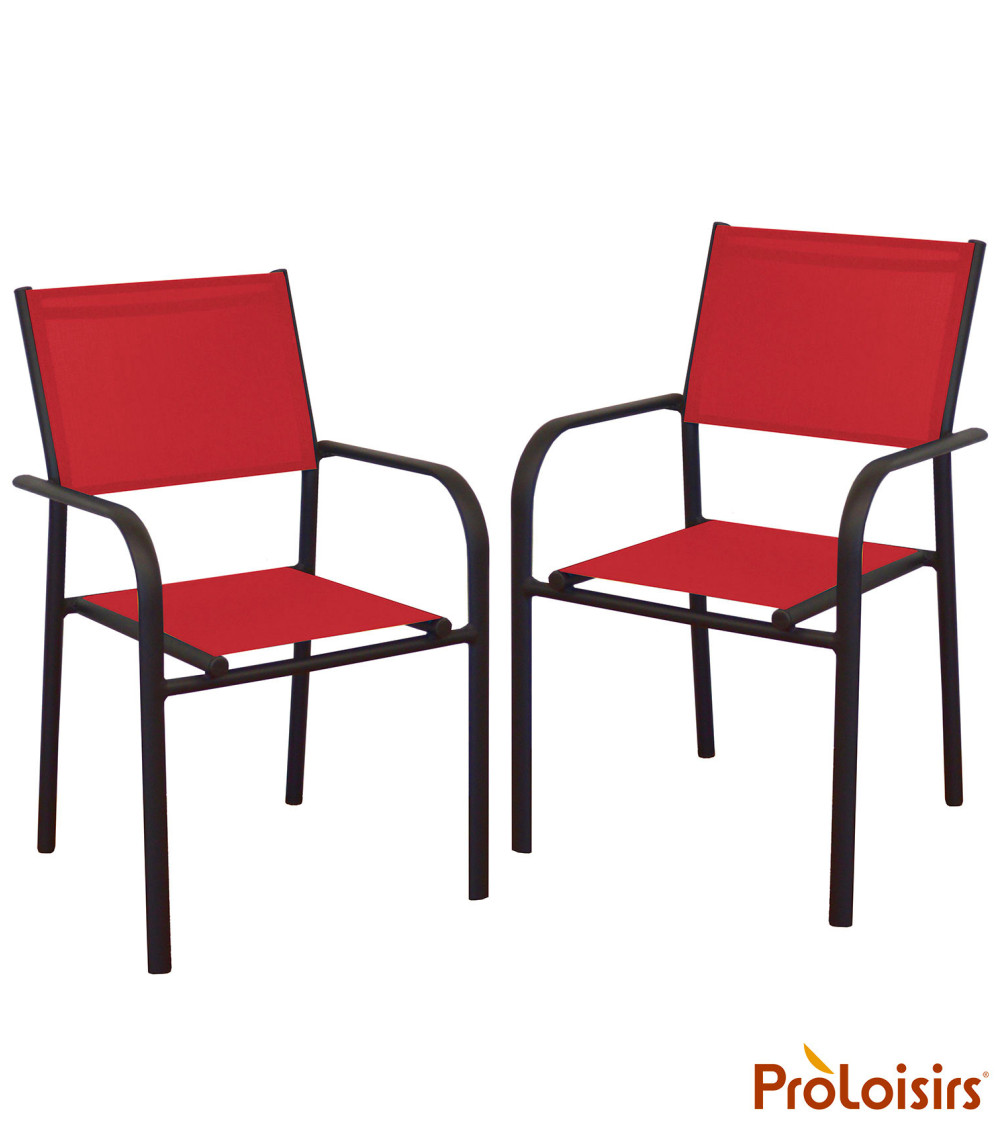 Fauteuil de jardin DUCA Coloris:Châssis Graphite / Assise Rouge  Eco-participation :Prix de vente comprenant l' éco-participatio