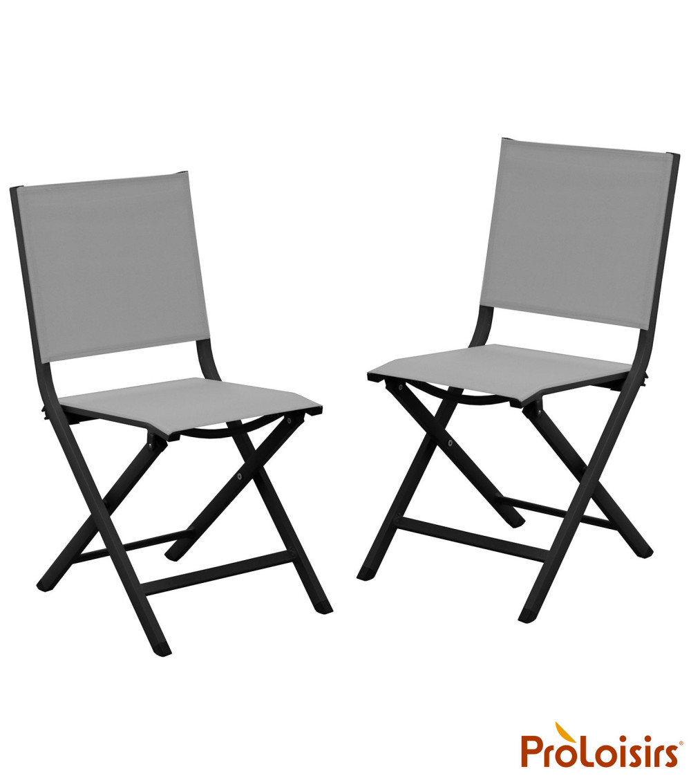 Chaise de jardin pliante THEMA Coloris:Châssis Graphite / Assise Perle  Eco-participation :Prix de vente comprenant l' éco-parti