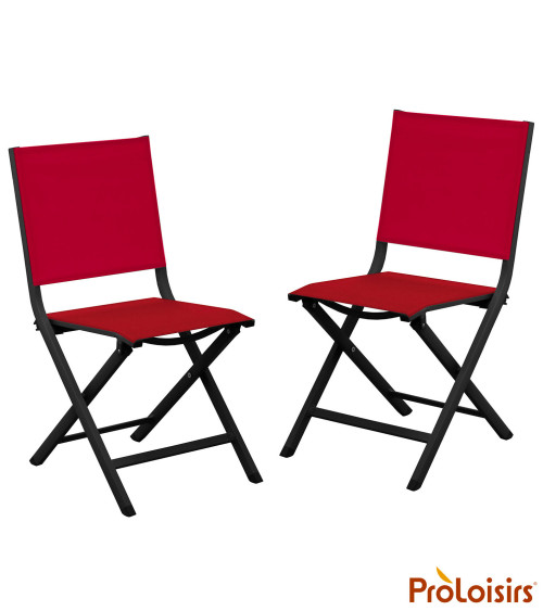 Chaise de jardin pliante THEMA Coloris:Châssis Graphite / Assise Rouge  Eco-participation :Prix de vente comprenant l' éco-parti