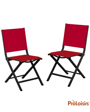 Chaise de jardin pliante THEMA Coloris:Châssis Graphite / Assise Rouge  Eco-participation :Prix de vente comprenant l' éco-parti