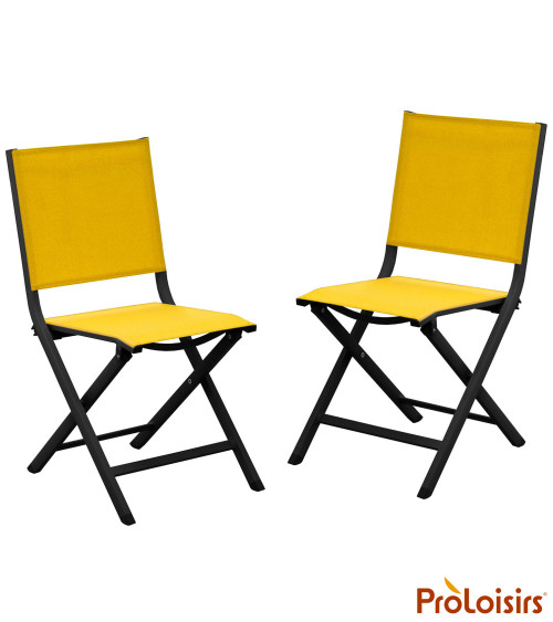 Chaise de jardin pliante THEMA Coloris:Châssis Graphite / Assise Moutarde  Eco-participation :Prix de vente comprenant l' éco-pa