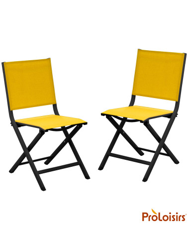 Chaise de jardin pliante THEMA Coloris:Châssis Graphite / Assise Moutarde  Eco-participation :Prix de vente comprenant l' éco-pa