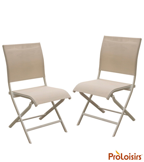 Chaise pliante ELEGANCE Coloris:Châssis Crème / Assise Chevron crème  Eco-participation :Prix de vente comprenant l' éco-partici