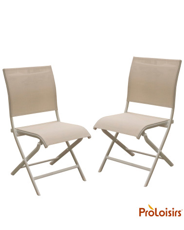 Chaise pliante ELEGANCE Coloris:Châssis Crème / Assise Chevron crème  Eco-participation :Prix de vente comprenant l' éco-partici