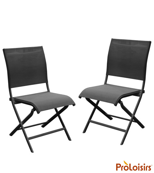 Chaise pliante ELEGANCE Coloris:Châssis Graphite / Assise Chevron noir  Eco-participation :Prix de vente comprenant l' éco-parti