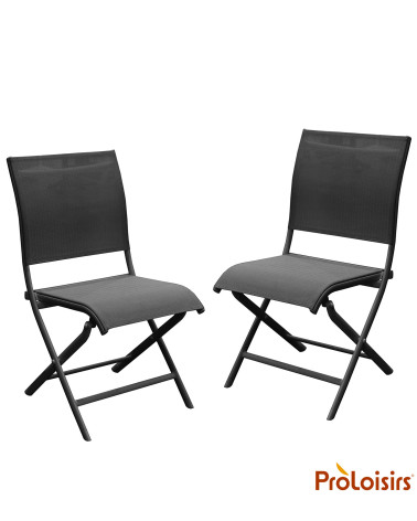 Chaise pliante ELEGANCE Coloris:Châssis Graphite / Assise Chevron noir  Eco-participation :Prix de vente comprenant l' éco-parti