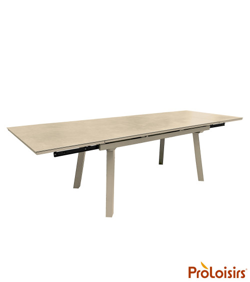 Table AGRA 150/200/250 Céramique Coloris:Châssis Crème / Plateau Crème  Eco-participation :Prix de vente comprenant l' éco-parti