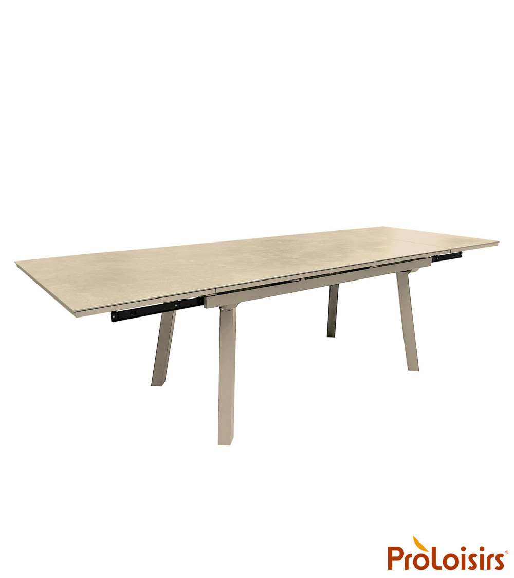 Table AGRA 150/200/250 Céramique Coloris:Châssis Crème / Plateau Crème  Eco-participation :Prix de vente comprenant l' éco-parti