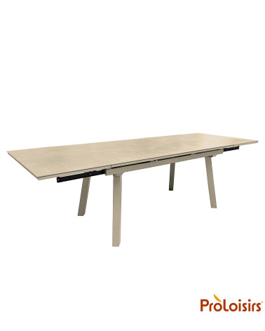 Table AGRA 150/200/250 Céramique Coloris:Châssis Crème / Plateau Crème  Eco-participation :Prix de vente comprenant l' éco-parti